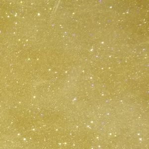 Nahaufnahme eines goldfarbenen Bodenbelags mit glitzernden, funkelnden Partikeln